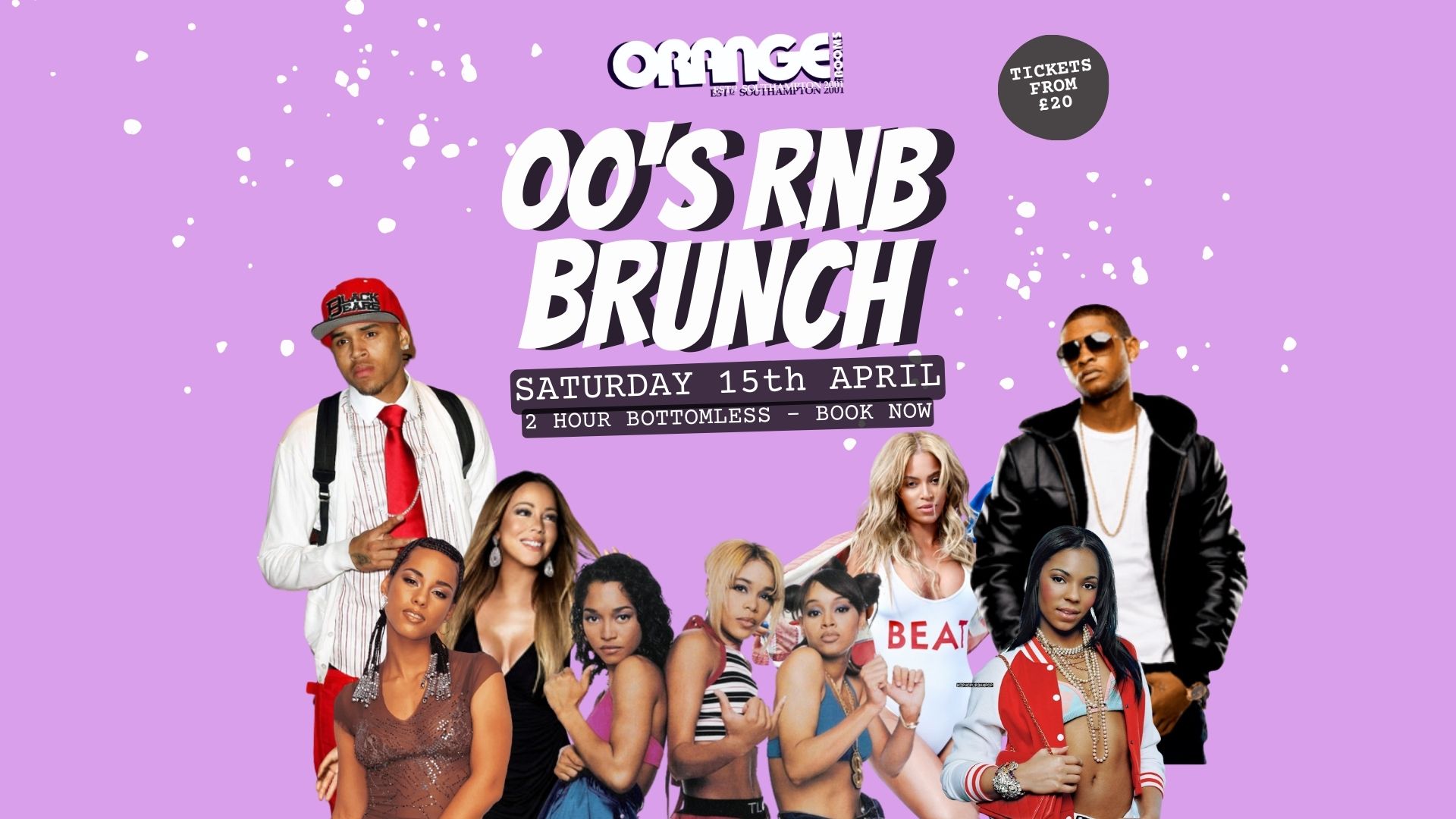 00's RnB Bottomless Brunch Saturday 15th April Orange Rooms